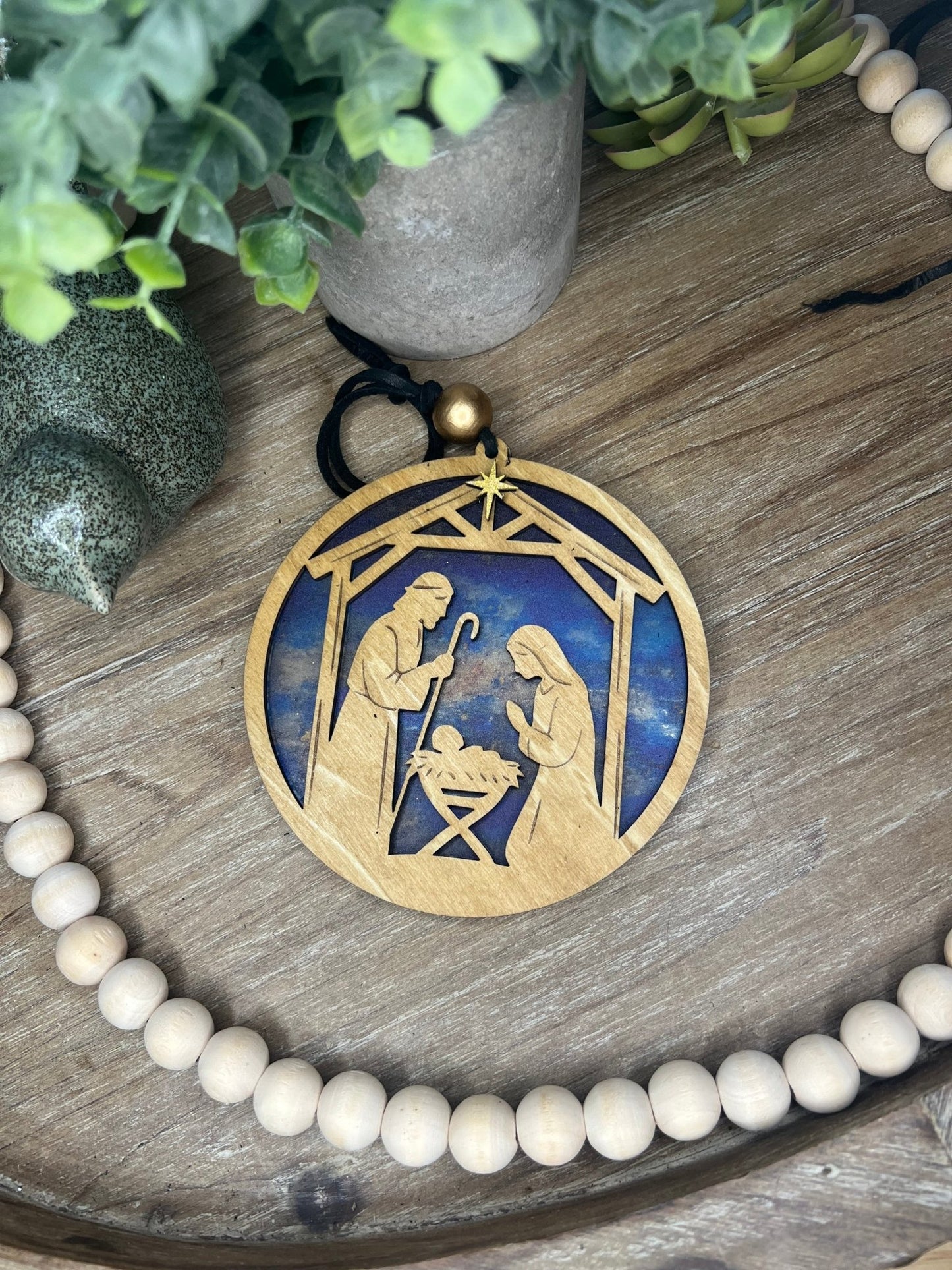 Nativity Ornament and Suncatcher SVG – 4.5" & 8" Holy Family Laser Cut File (Digital Download)