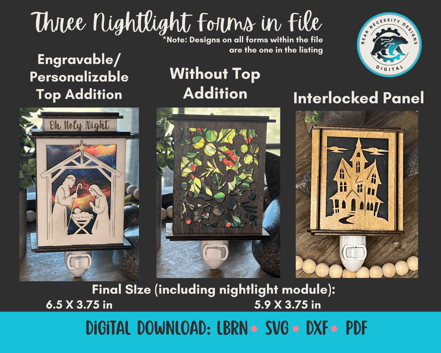 Nativity Lantern Nightlight SVG Bundle | Holy Family Christmas Digital Cut Files