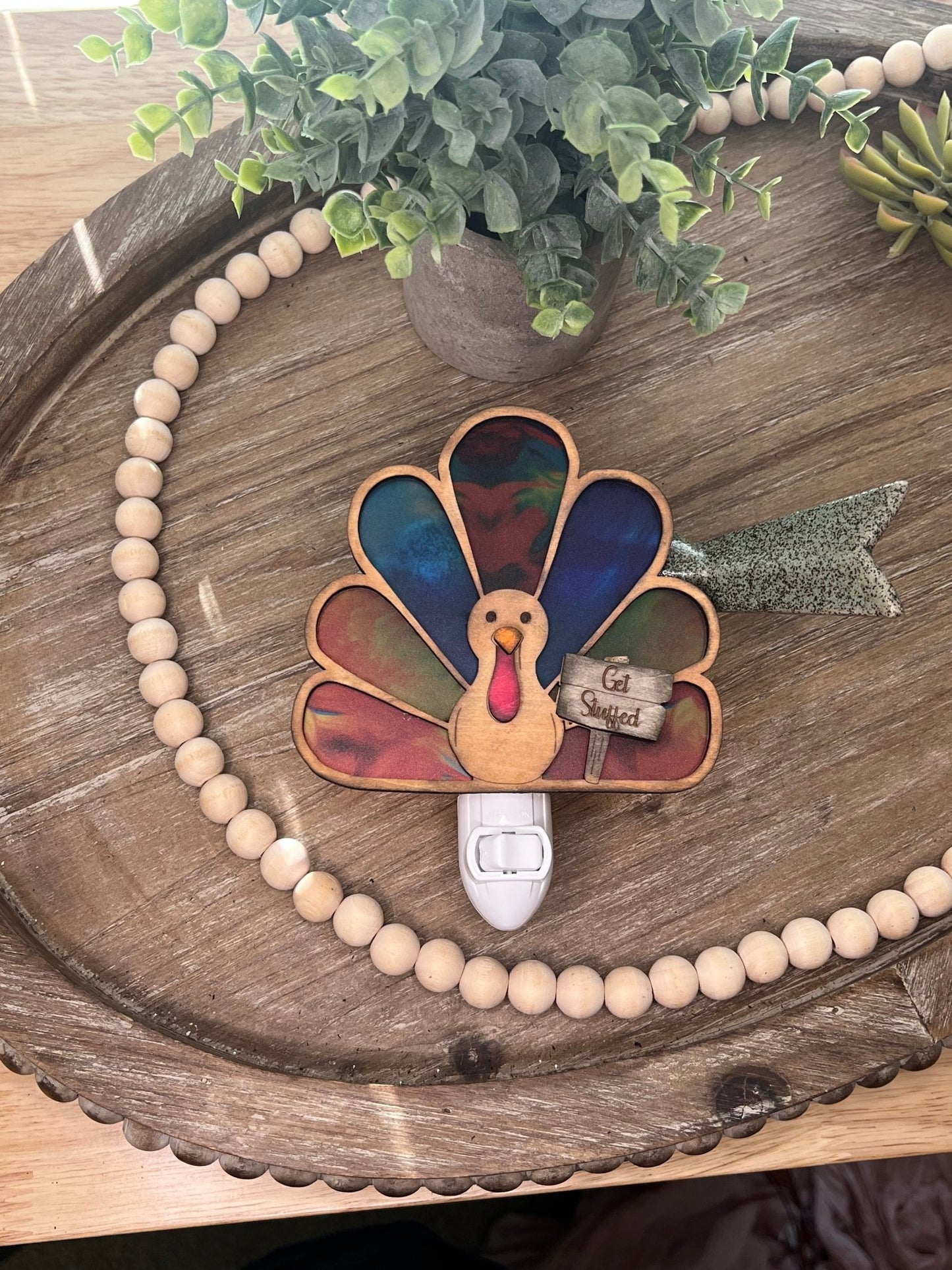 Turkey Thanksgiving Nightlight - Rustic & Handmade Fall Decor